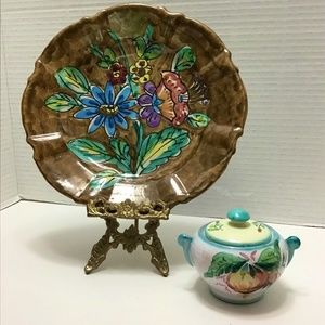 VTG Disapia Italy Ceramic Hand Painted Floral Bowl Dish, small ceramic bowl lid